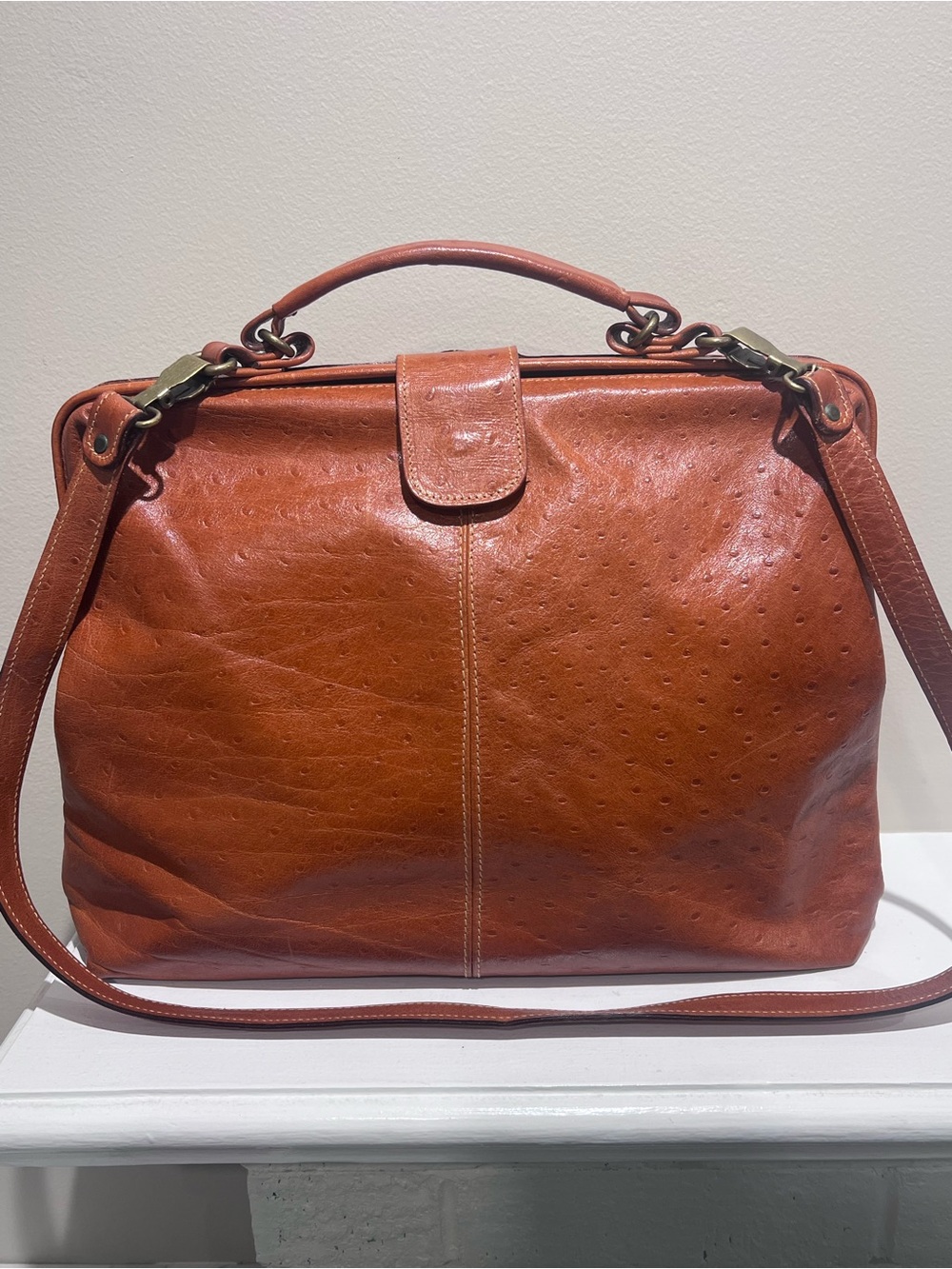 Furla- Women's Rustic Tan Leather Satchel - Versatile Shoulder & Top-Handle Bag